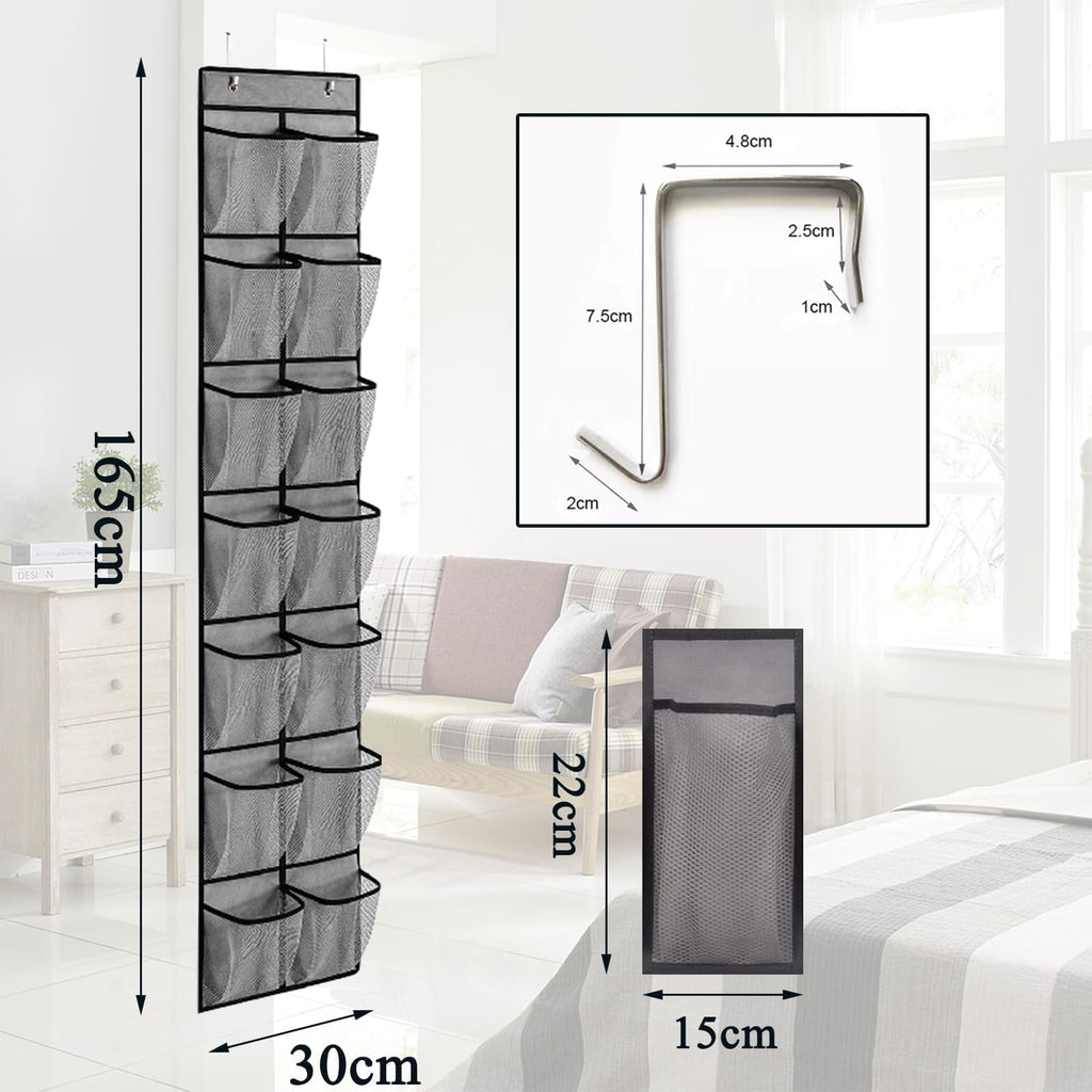 Tsathoggua Over the Door Shoe Organizer with 14 Pockets, 2 Hooks, Black - image 2