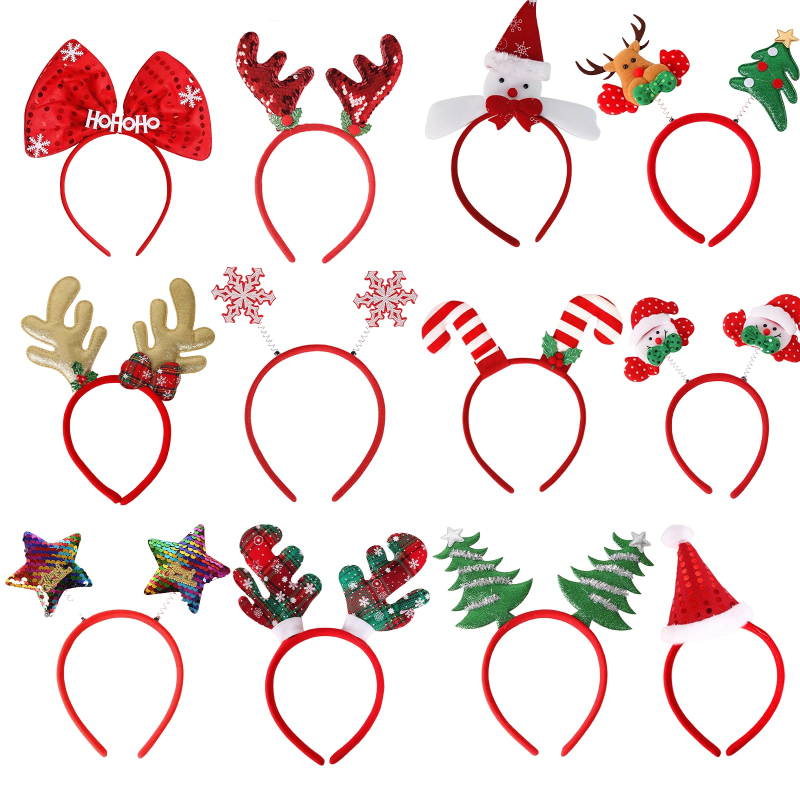 Moorlan 12-Pack Christmas Headbands – Festive Holiday Hairbands for All Ages
