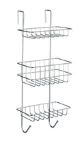 Wenko Revigo Shower Caddy - 3 Tier Hanging Rack with Hooks, Chrome