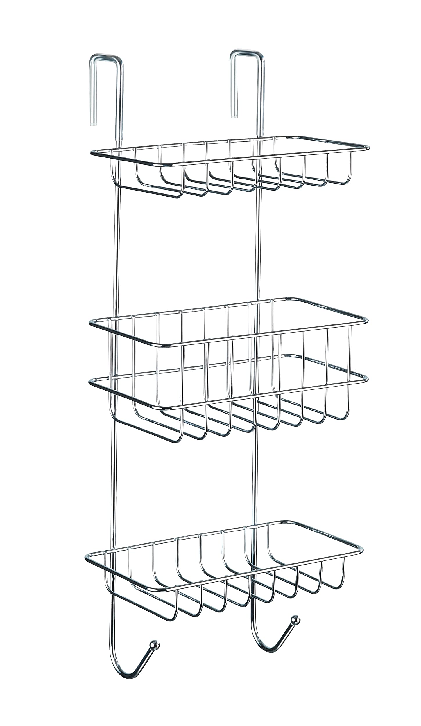 Wenko Revigo Shower Caddy - 3 Tier Hanging Rack with Hooks, Chrome