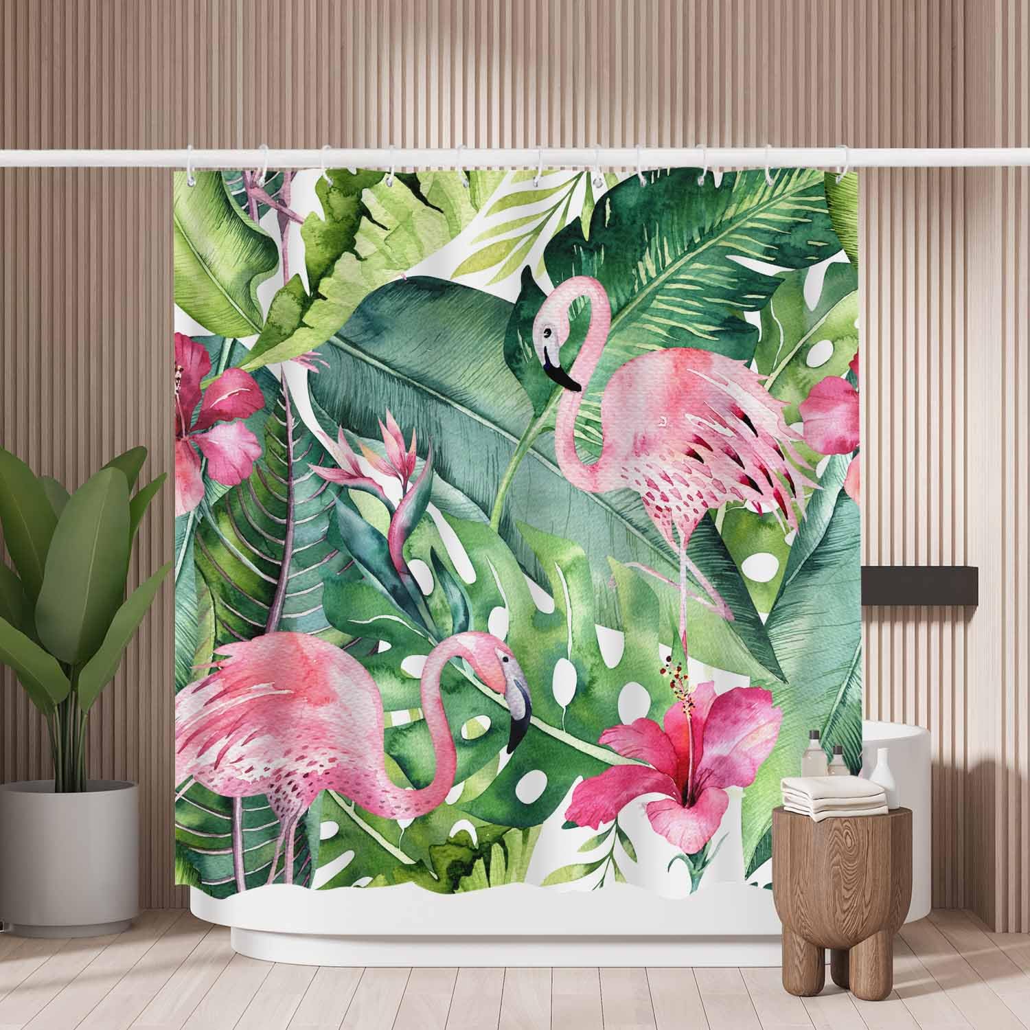 Woutay Mold Resistant Shower Curtain | Bird & Palm Leaf Polyester 180x180cm