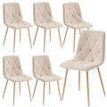 Set of 6 Dining Chairs for Dining Room, Fabric Kitchen Chairs Set, Beige - image 1