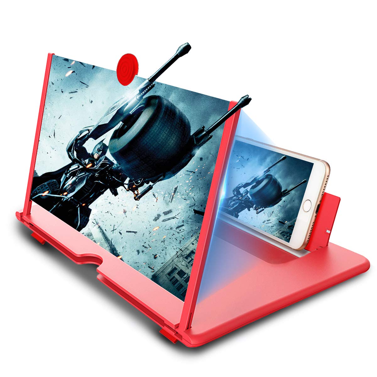 Newseego 12" HD Phone Screen Magnifier – Foldable 3D Video Expander, Red