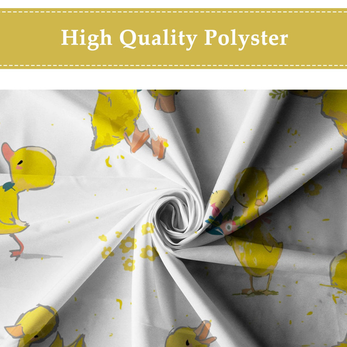 Yellow Duck Shower Curtain with Hook for Bathroom Decorative 71x71inch - image 4