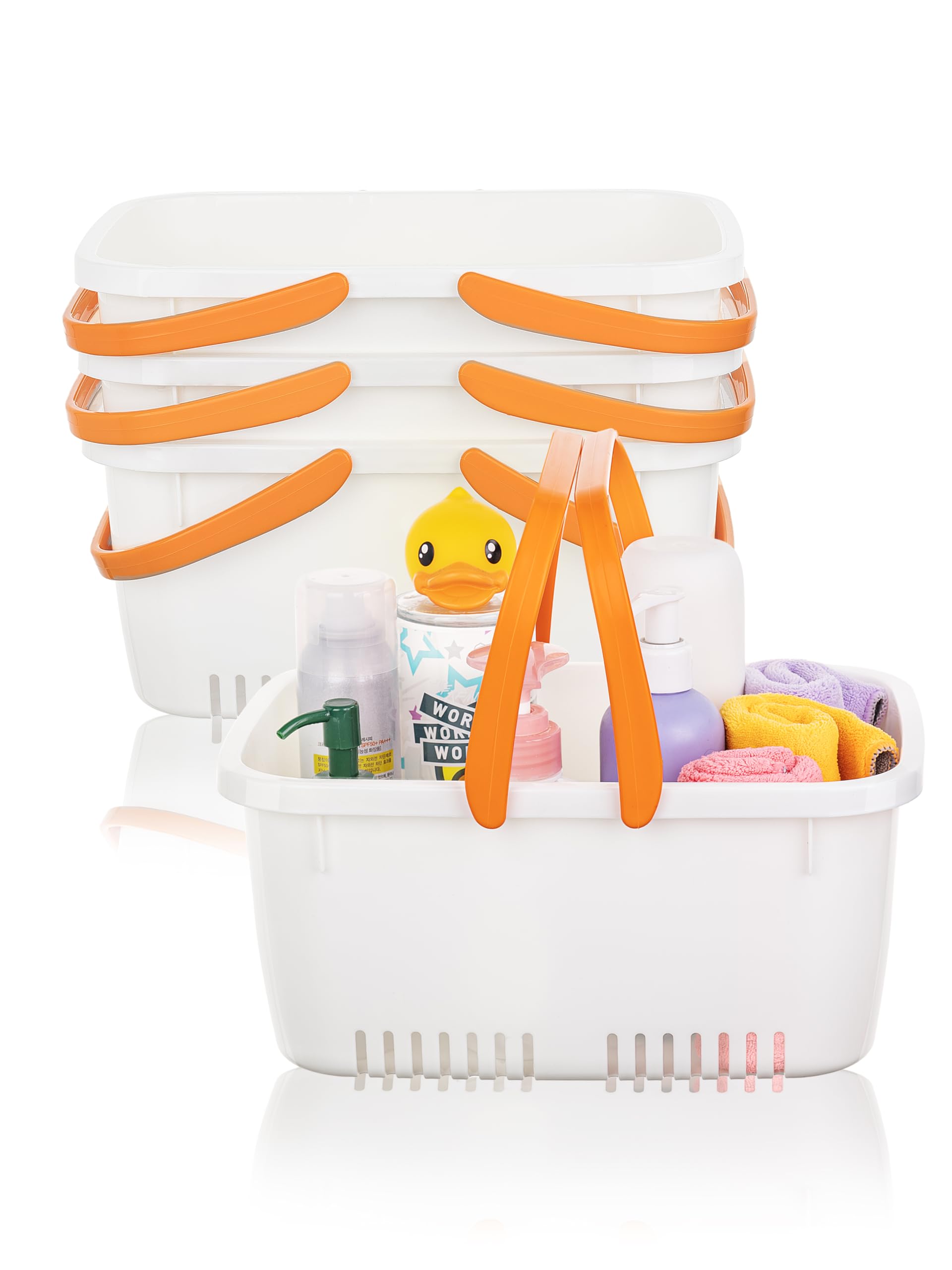 Cetomo Plastic Shower Caddy Basket with Foldable Handle - 4 Pack