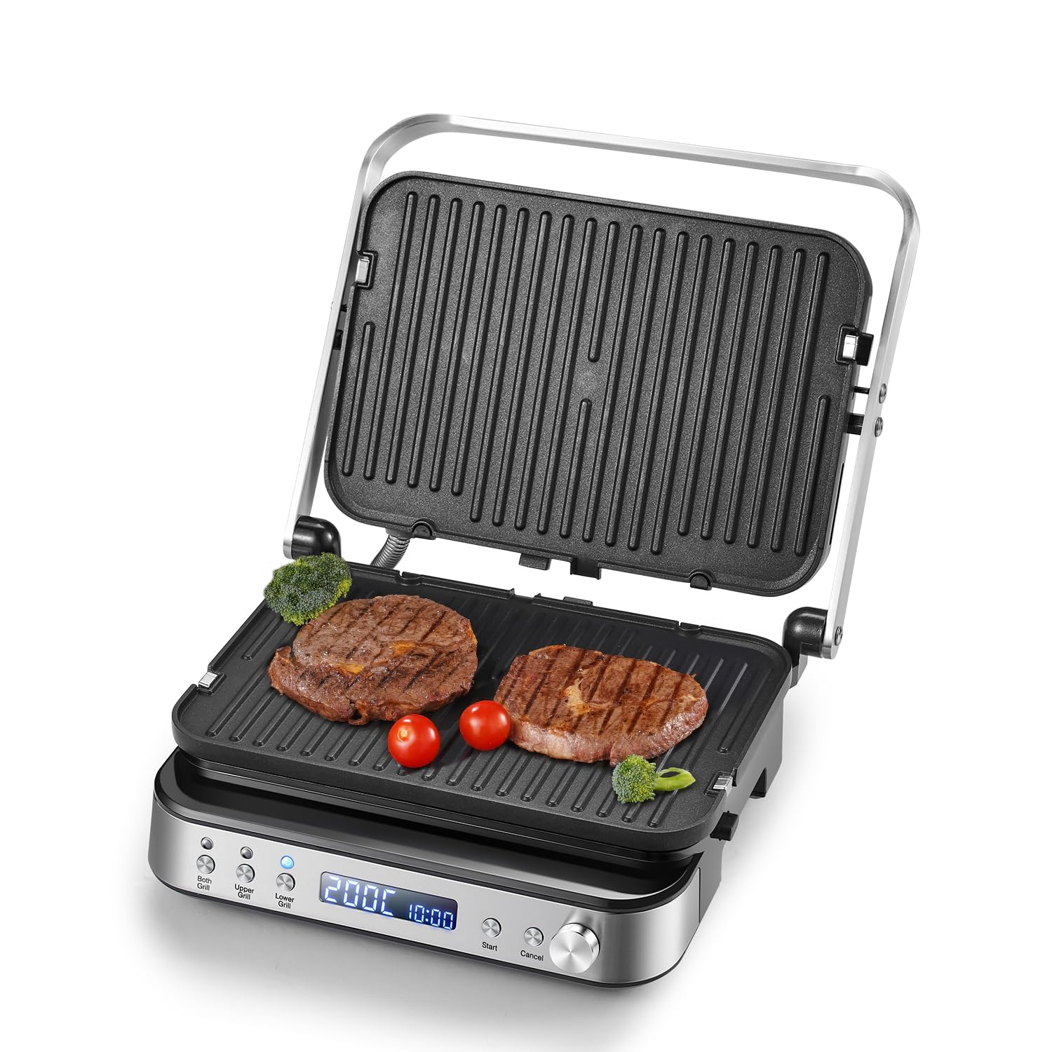 AMZCHEF 4-in-1 Panini Press Grill | 2000W Electric Sandwich Maker – Silver