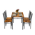 HOMYLIN 5-Piece Dining Set – Rustic Industrial Metal and Wood Table