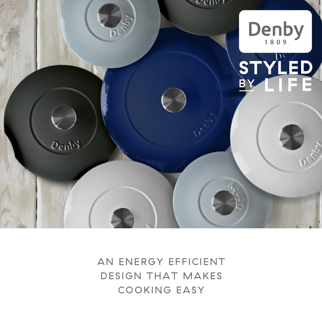 Denby Pavilion Blue Cast Iron Griddle Pan – 25cm Induction Safe