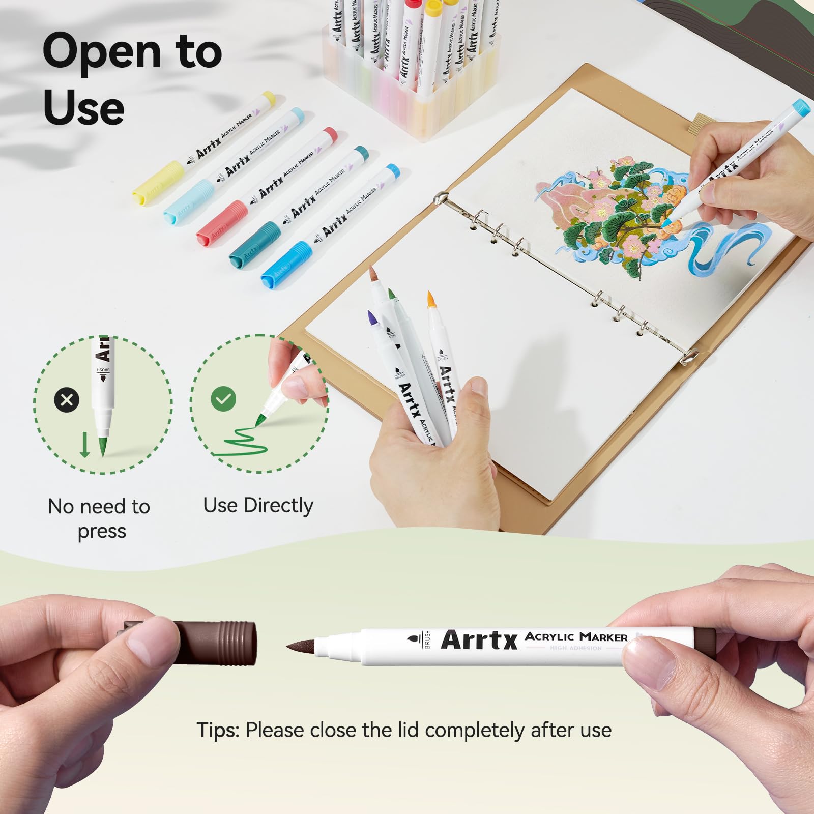 Arrtx 90 Colors Acrylic Paint Markers – Brush Tip Pens for Rock Painting