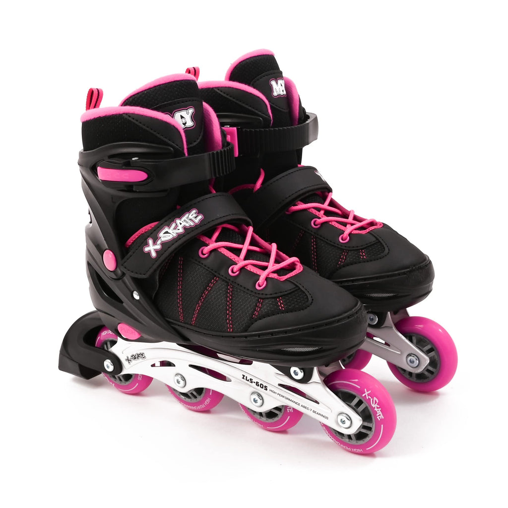 M.Y X-Skate Kids Adjustable Inline Roller Skates - Pink - Medium