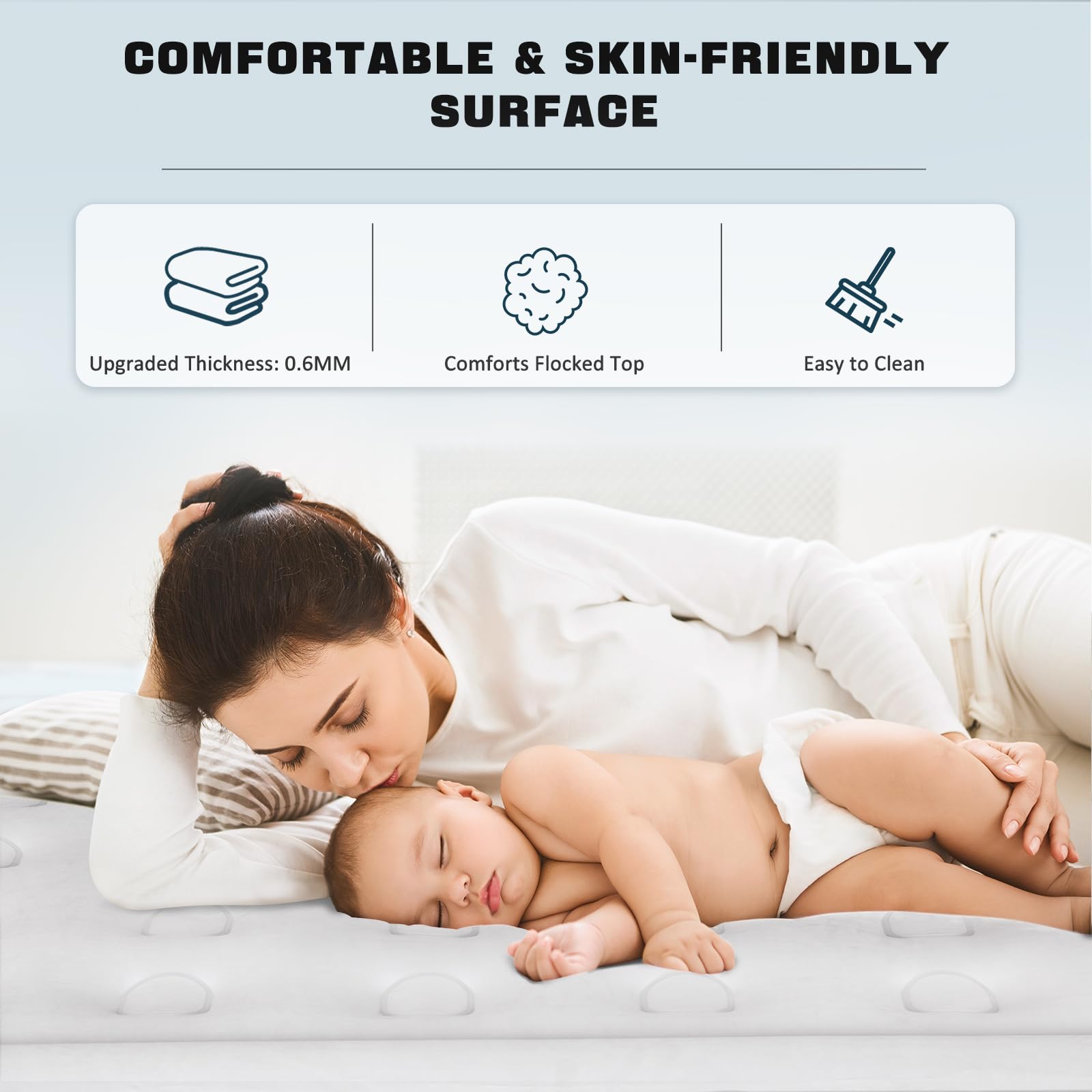 NALONE Queen Air Mattress with Built-in Pump – Self-Inflating Guest Bed