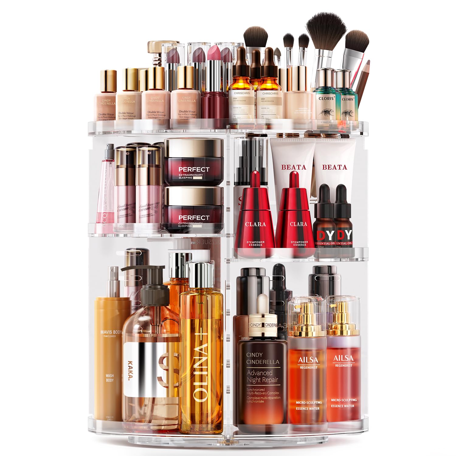 Auxmir 360 Rotating Makeup Organiser | 9-Tier Adjustable Cosmetic Stand