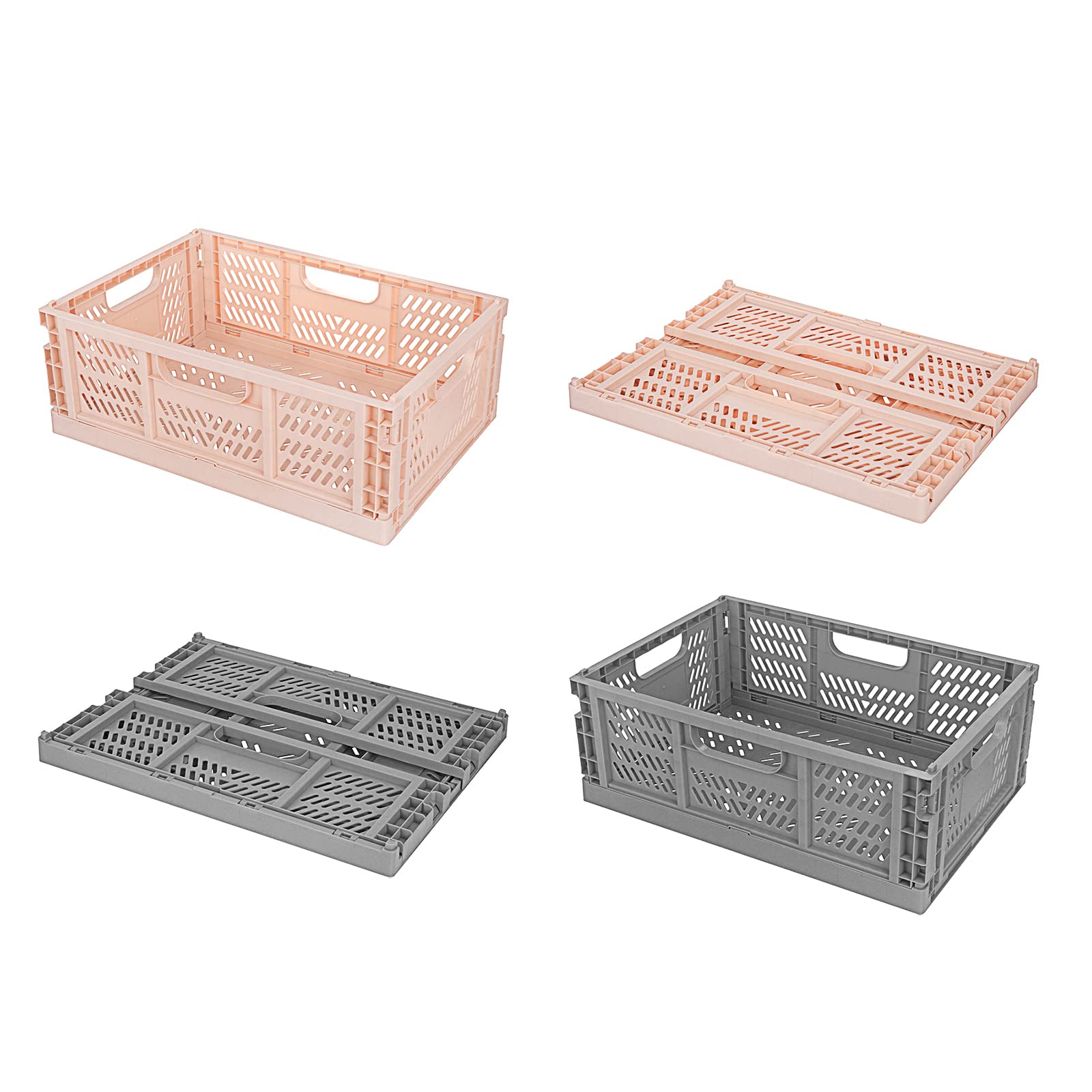 Spesh 4 Pcs Collapsible Storage Crates – Stackable Plastic Folding Baskets