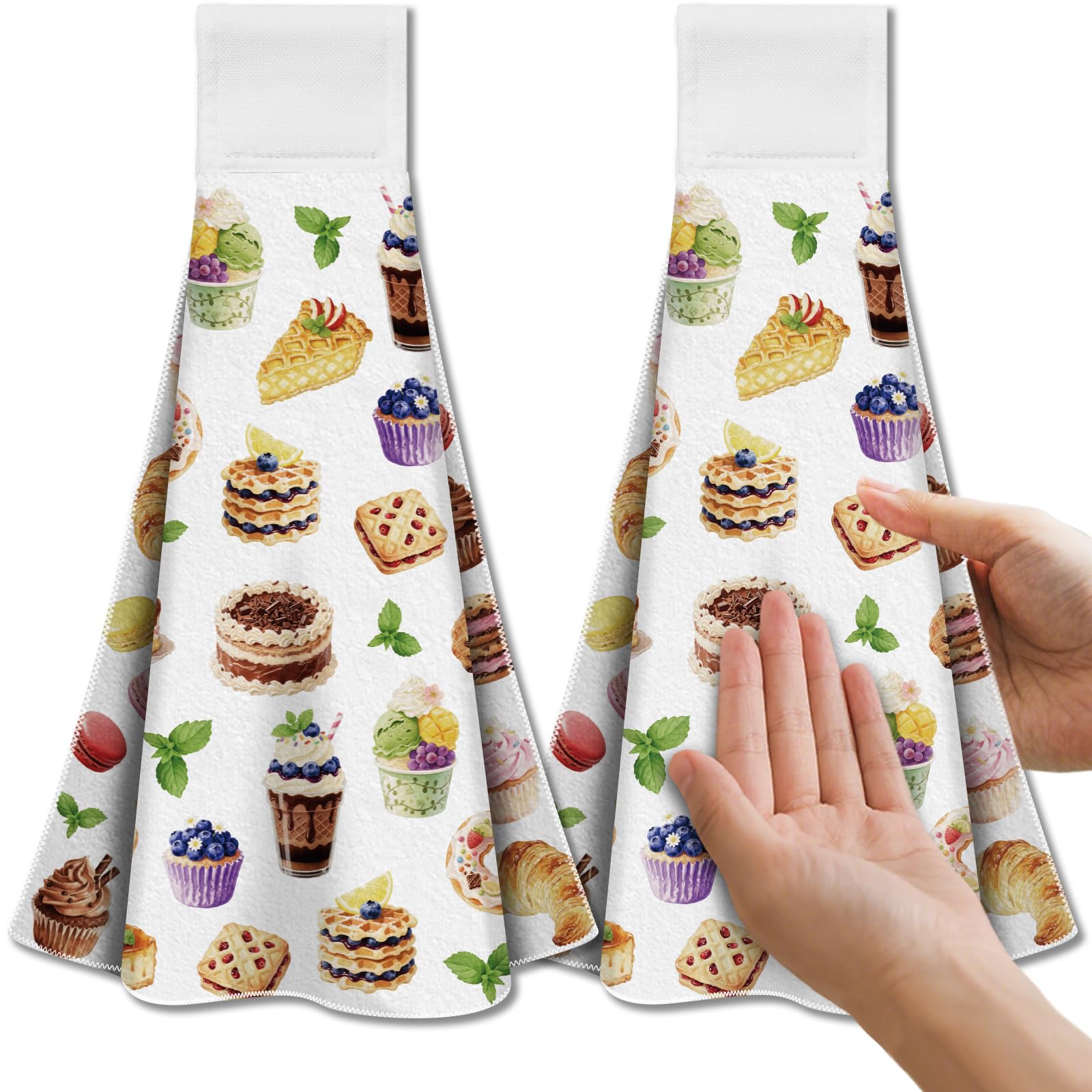 CUTHOLLOW Microfiber Baking Tea Towels with Loop, Set of 2 – Hanging Dish Towels