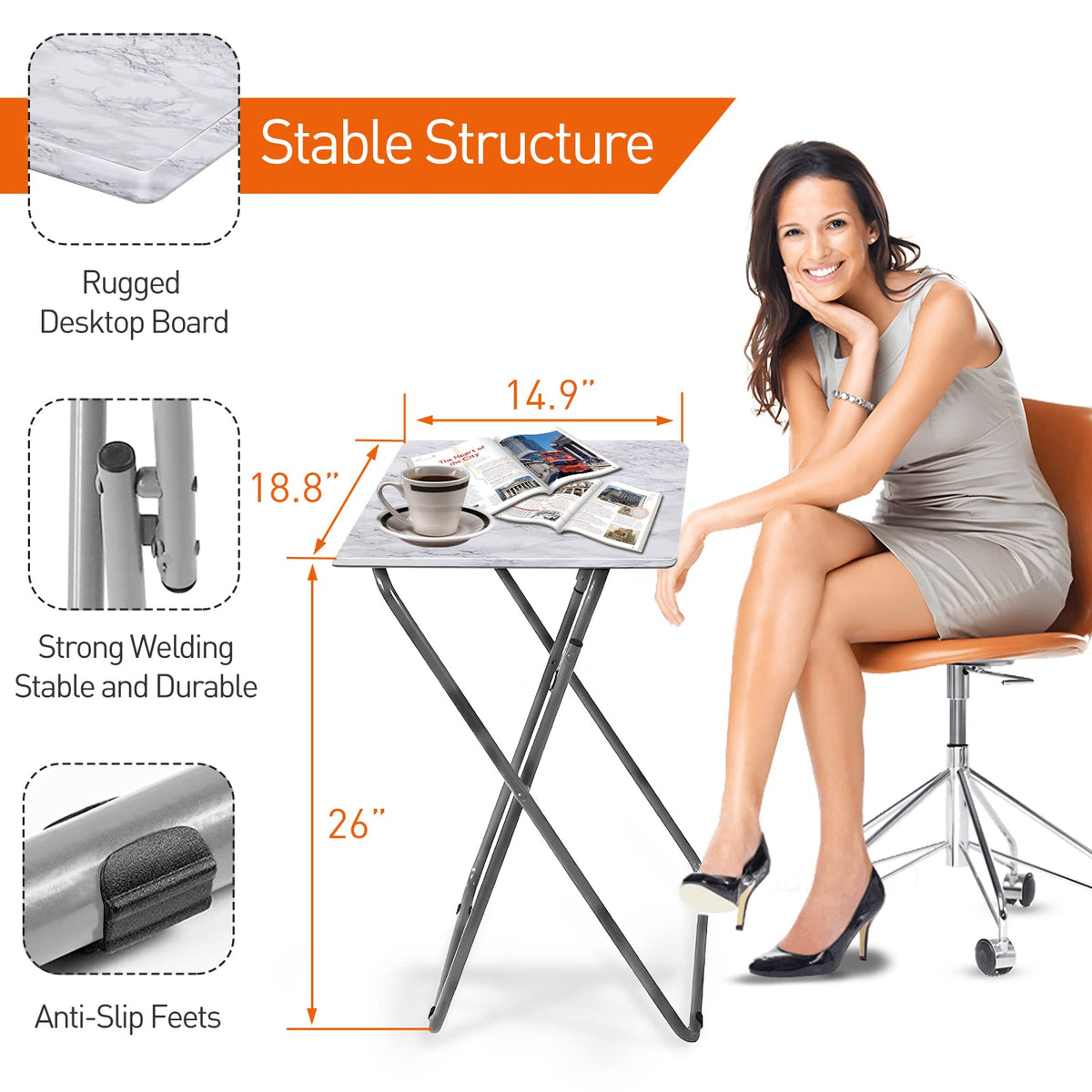 Small Folding Table, Foldable Table, TV Tray Table, Sofa Table, End Table - image 4