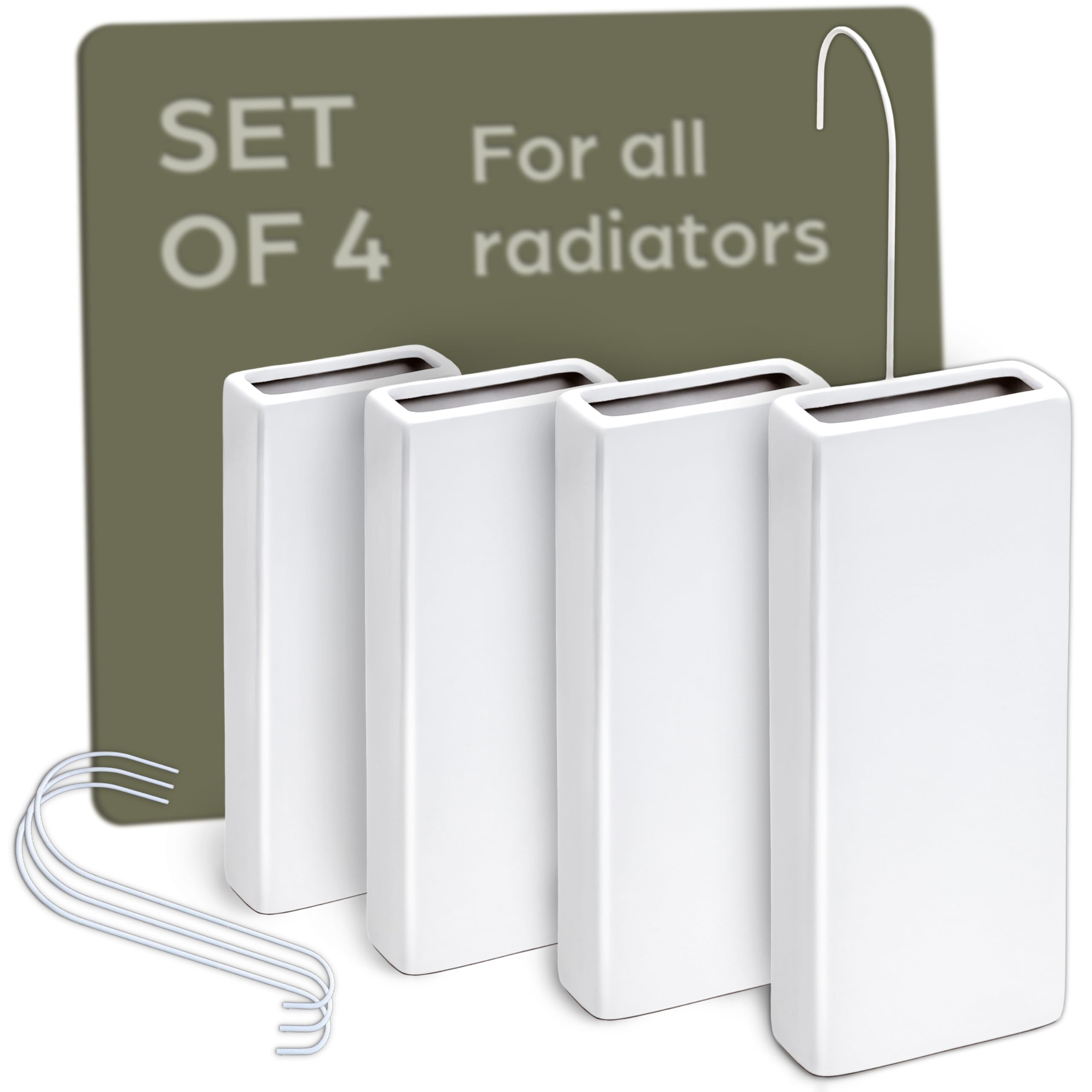 Praknu Ceramic Radiator Humidifier Set of 4 with Hanging Hooks