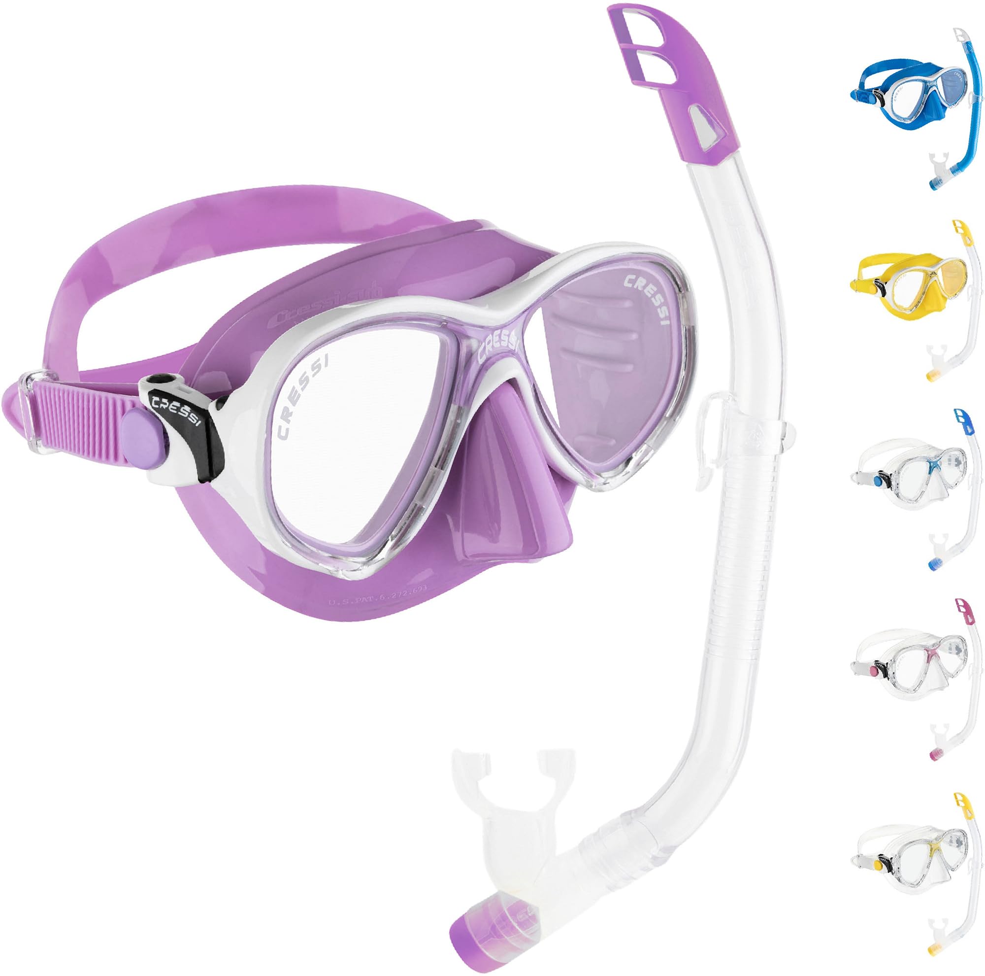 Cressi Marea Jr Snorkeling Set – Kids Mask and Snorkel – Lilac/White