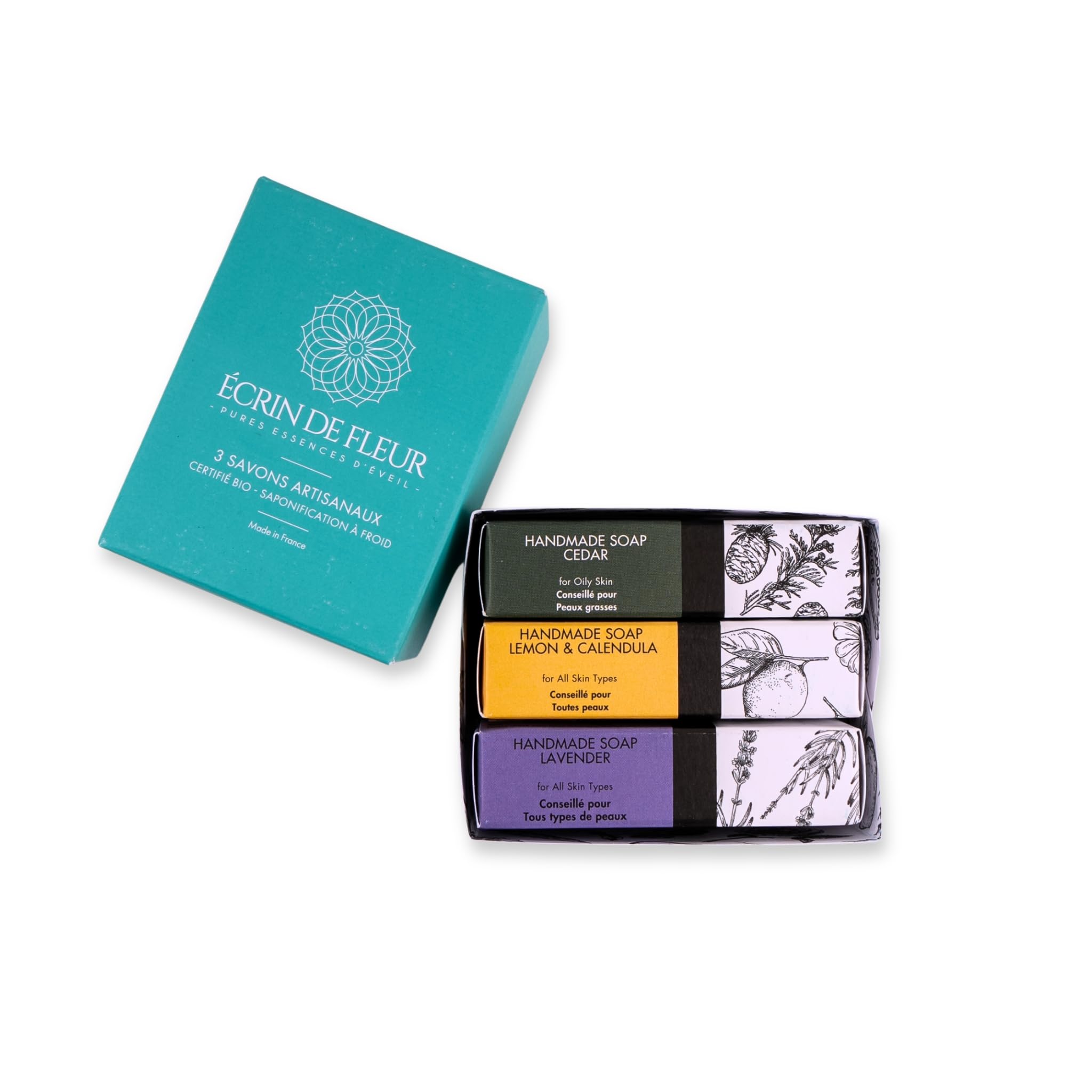 Écrin de Fleur Organic Artisanal Soap 3-Pack – French Cold Process Set
