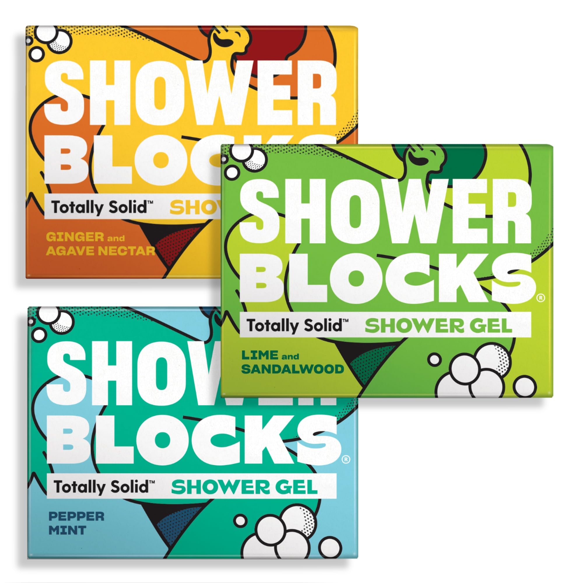 Shower Blocks Mixed 3 Pack | Vegan Plastic-Free Solid Shower Gel