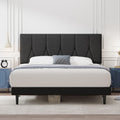 Single Upholstered Bed Frame – Black Linen with Storage