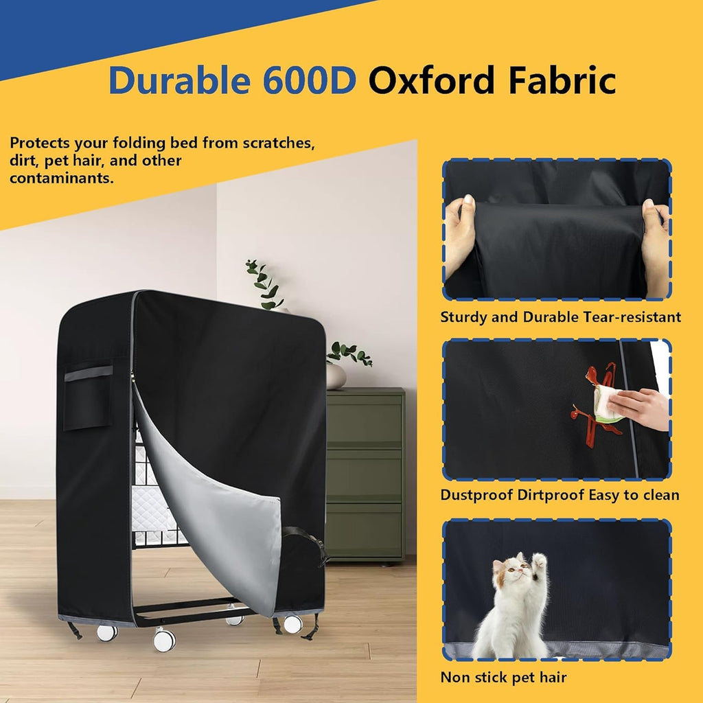 Folding Bed Storage Cover, Waterproof & Dustproof 40" L x 13" W x 41" H Rollaway Beds, Thick Fabric with Storage Bag for Indoor/Outdoor Use - image 3