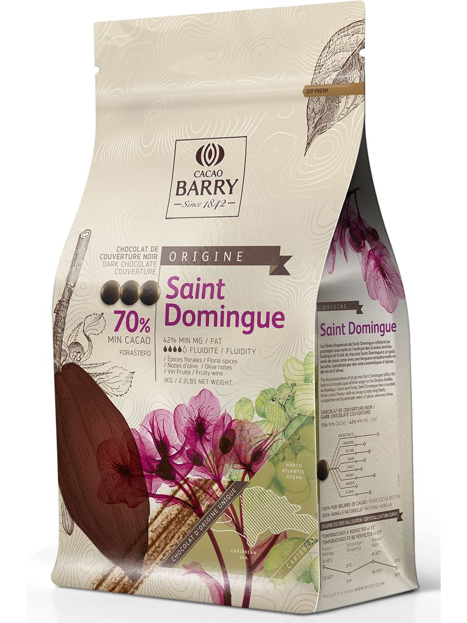 Cacao Barry Saint Domingue 70% Dark Chocolate Couverture - 1kg