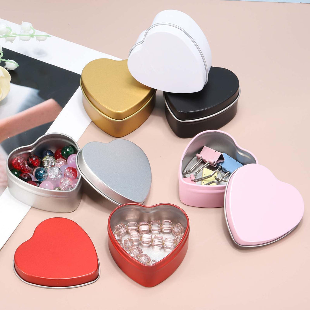sourcing map 4Pack Metal Tin Box, 2.4x2.3x1.1 Heart Empty Tinplate Containers with Lids - image 4