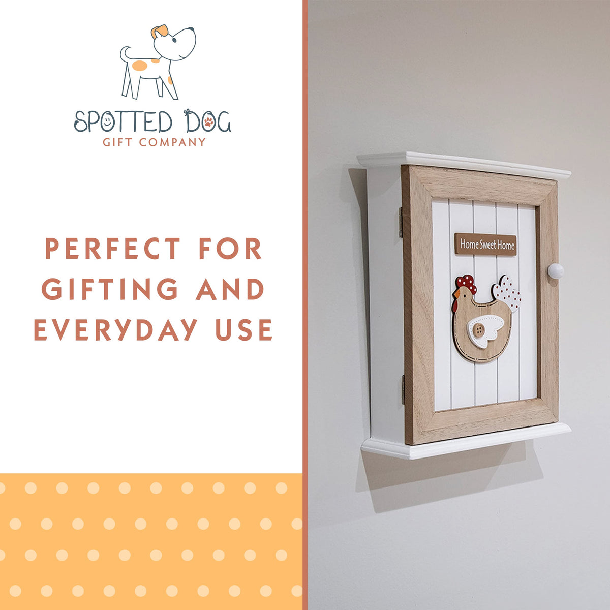SPOTTED DOG GIFT COMPANY Key Box Wall Mounted Wooden Key Cupboard Cabinet with 6 Hooks for Hallway, Decorative Chicken Themed Home Décor - image 4