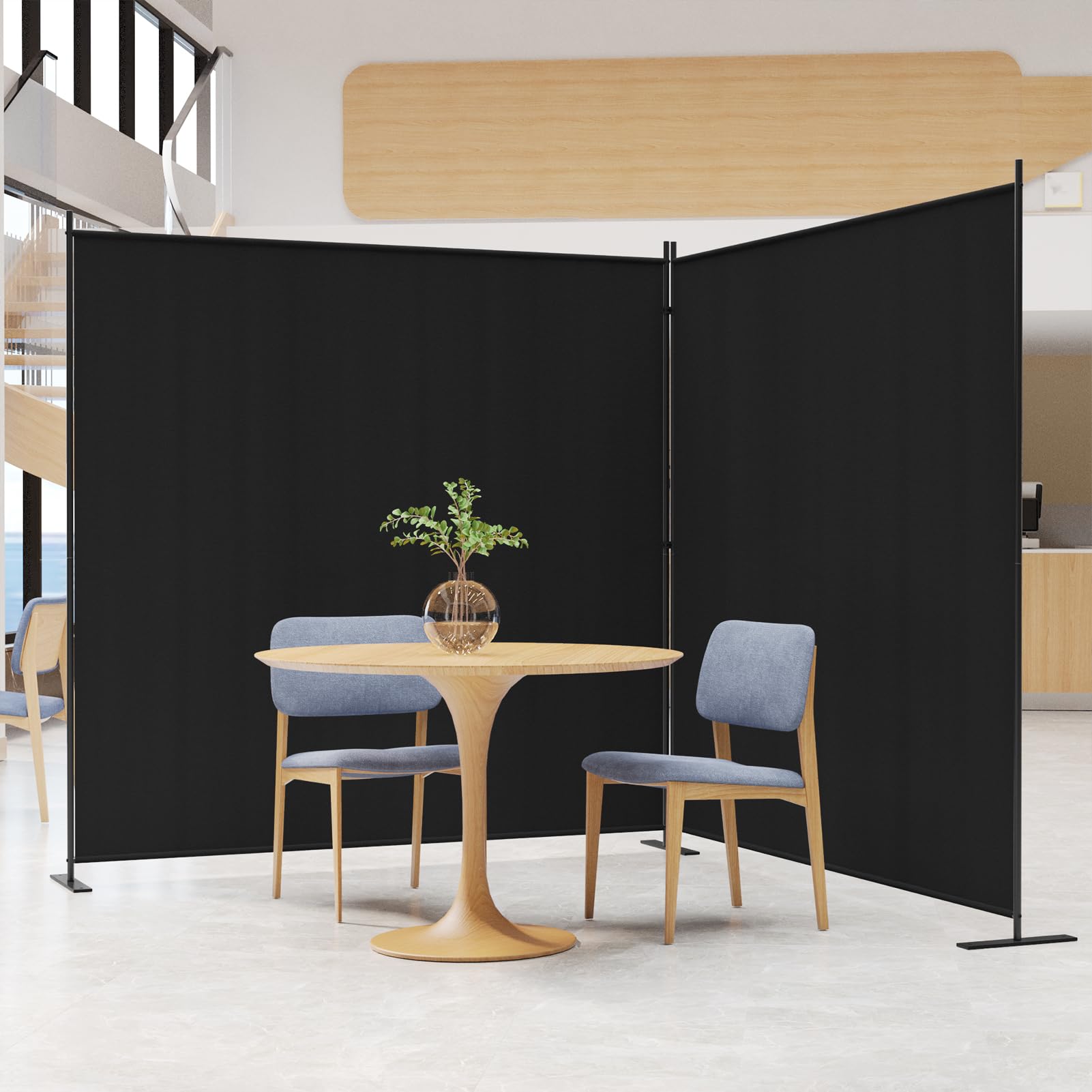 C-Hopetree 2 Panel Room Divider | 180cm Tall Folding Privacy Screen - Black