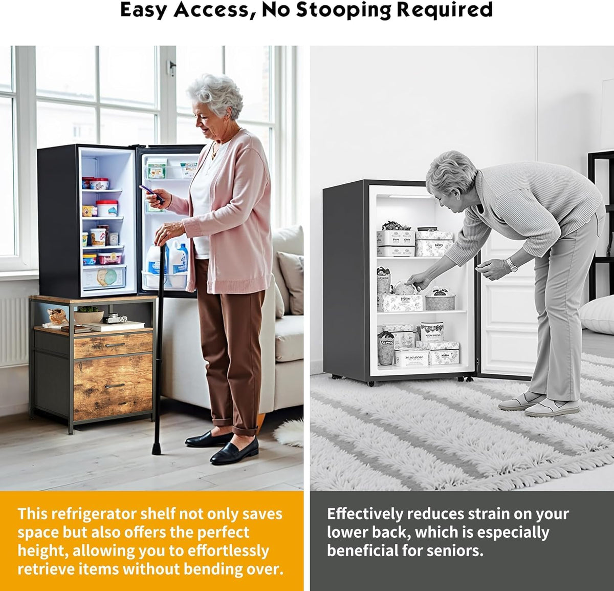 Herture Mini Fridge Stand, Small Refrigerator Stand with 3 Storage - image 4
