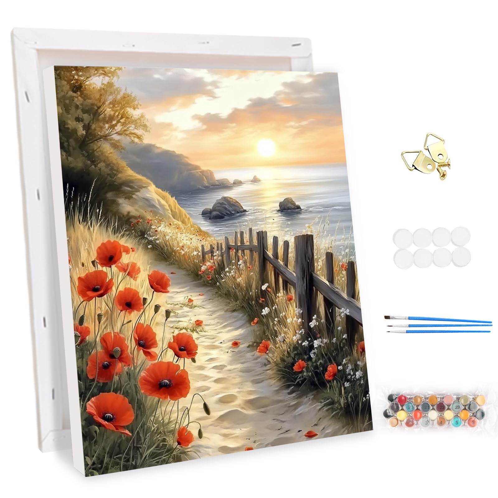 MEIYUDA Paint by Numbers for Adults with Frame - DIY Canvas Oil Painting Kit