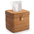 Jolof Store Rattan Tissue Box Cover – Square Wicker Facial Tissue Holder