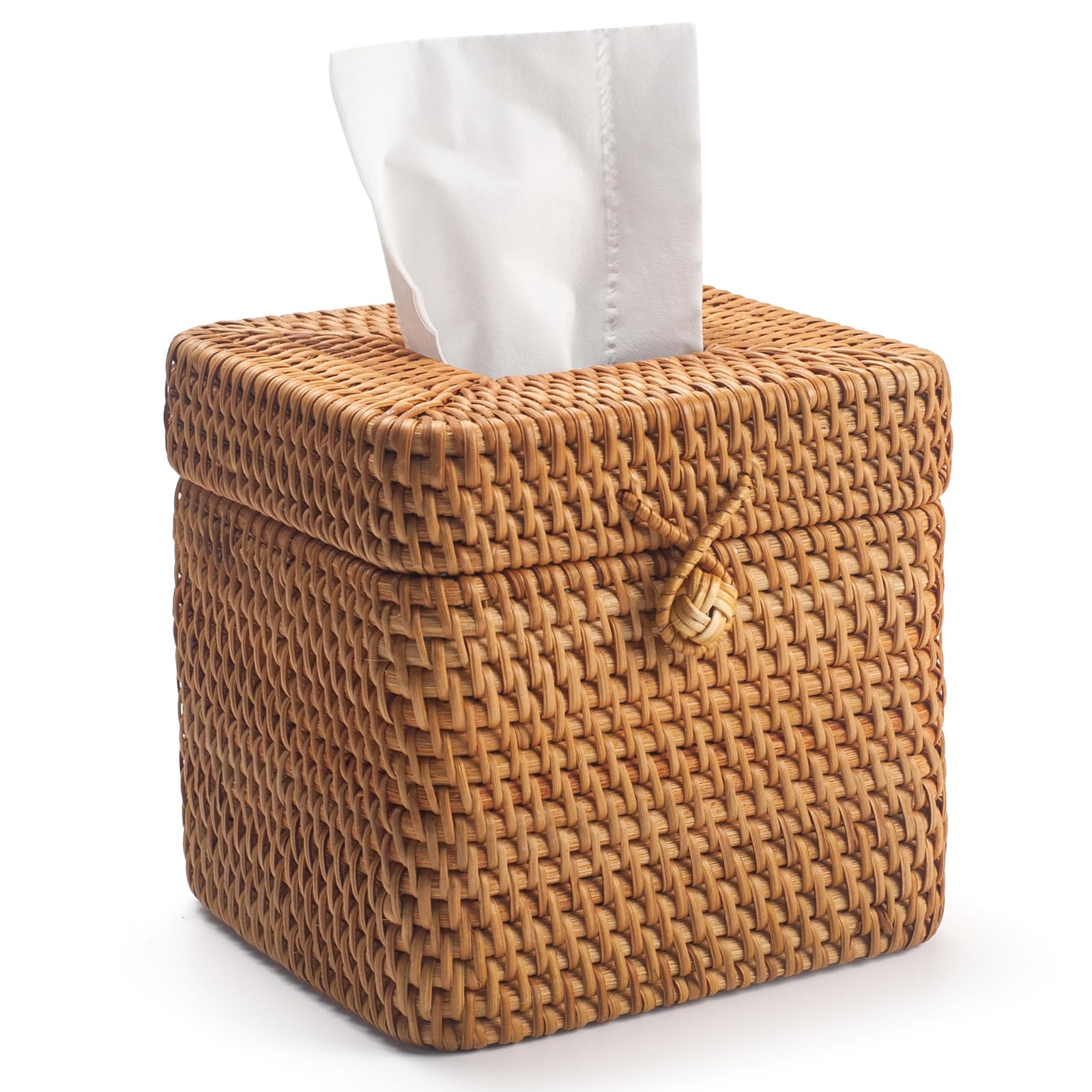 Jolof Store Rattan Tissue Box Cover – Square Wicker Facial Tissue Holder