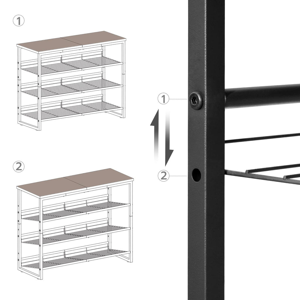 HOOBRO 4-Tier Industrial Shoe Rack – Adjustable Metal Storage Organizer