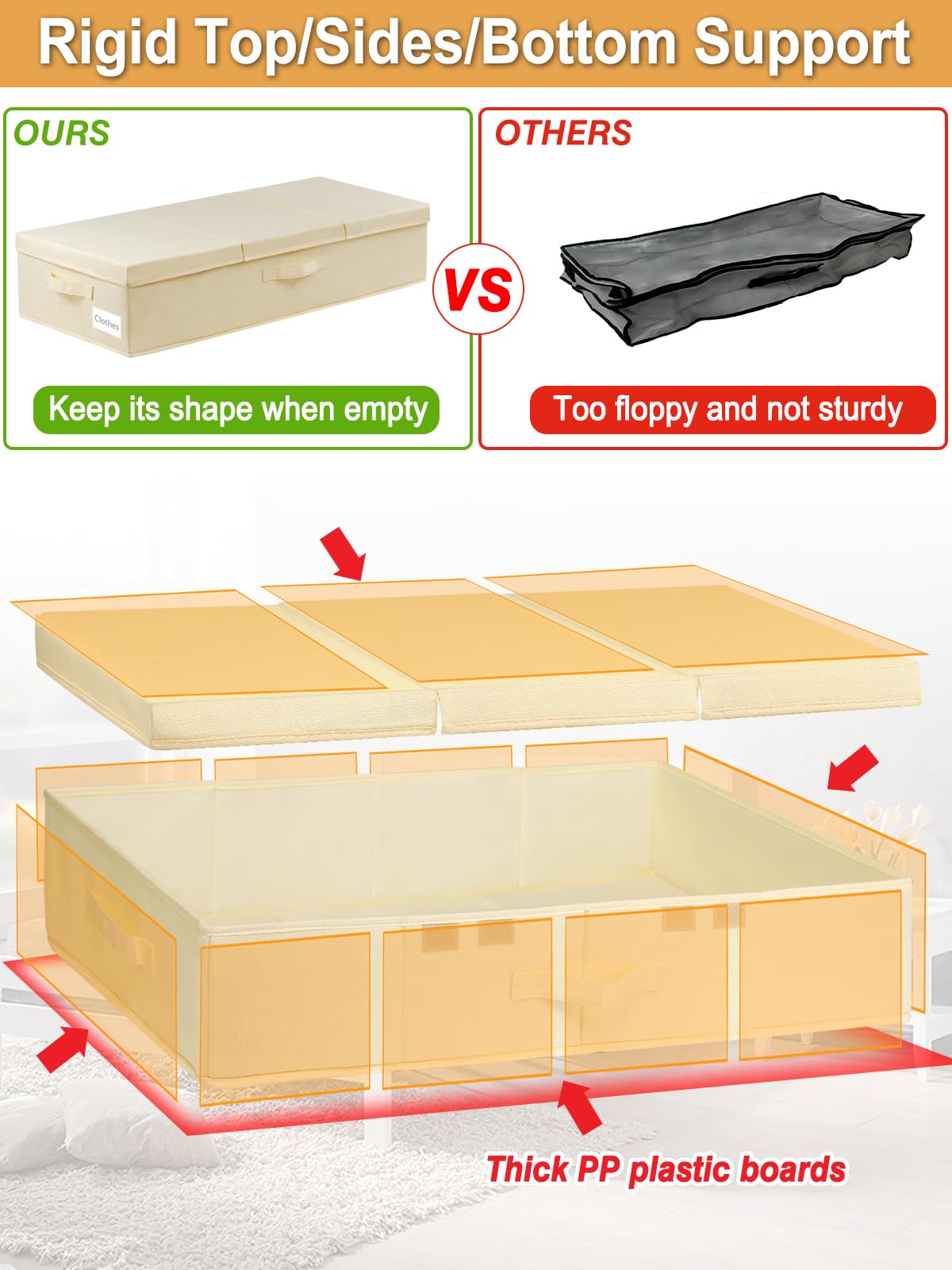 Jolof Store Underbed Storage Box with Lids – 2 Pack Foldable Linen Organiser