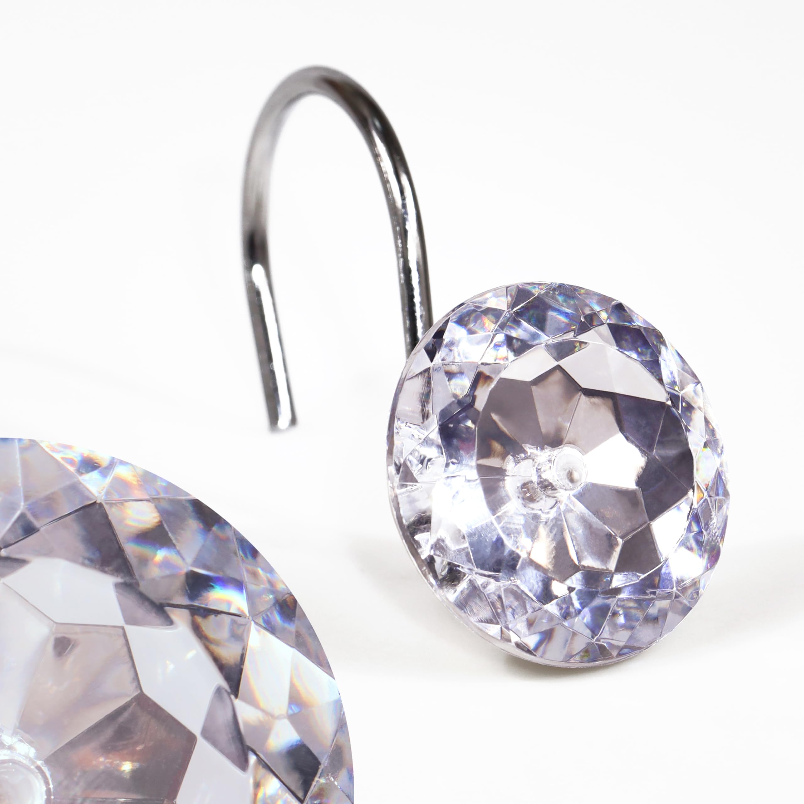 Jolof Store Crystal Rhinestone Shower Curtain Hooks - Set of 12