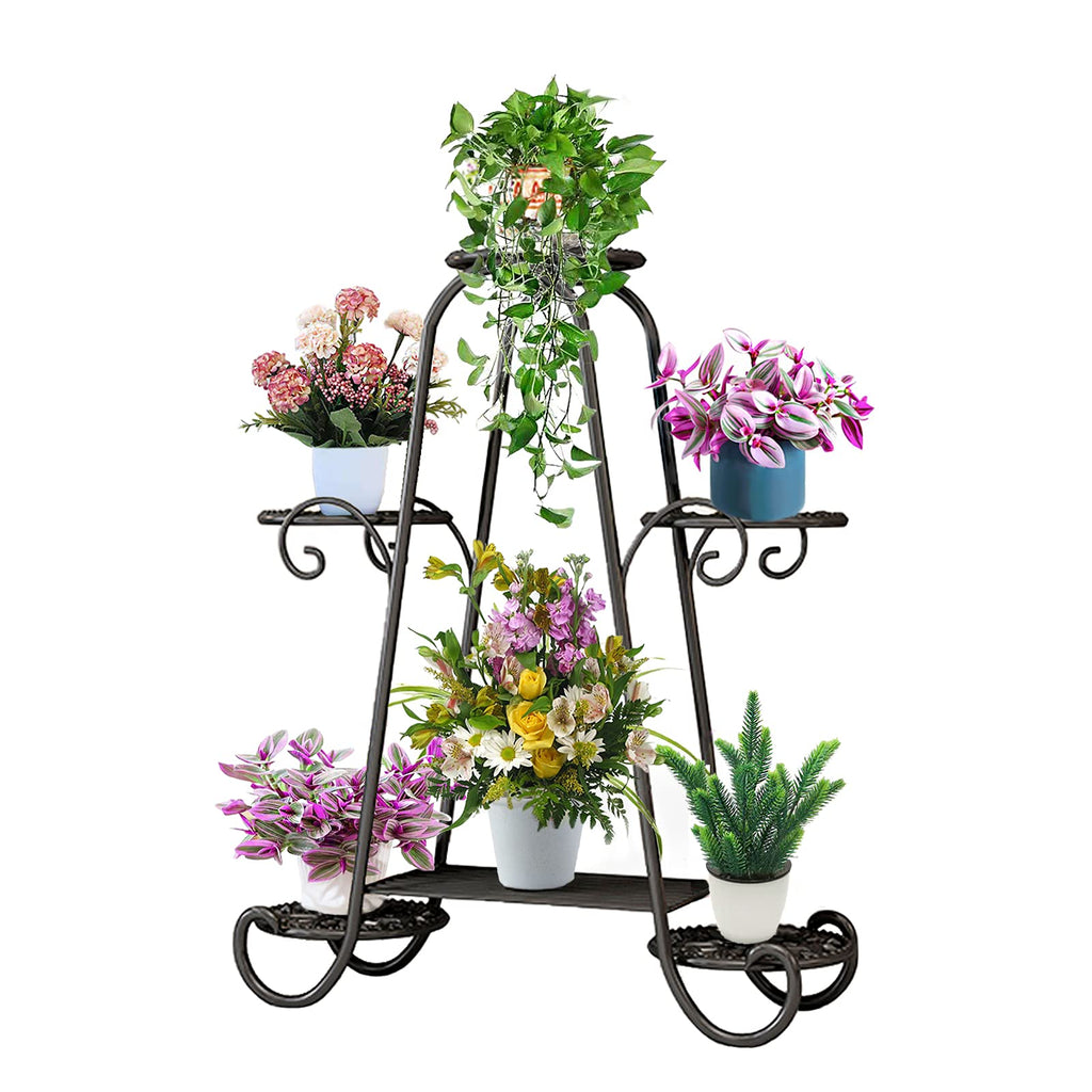 KOLENSA 6 Tier Metal Plant Stand | Rustproof Indoor Outdoor Flower Shelf