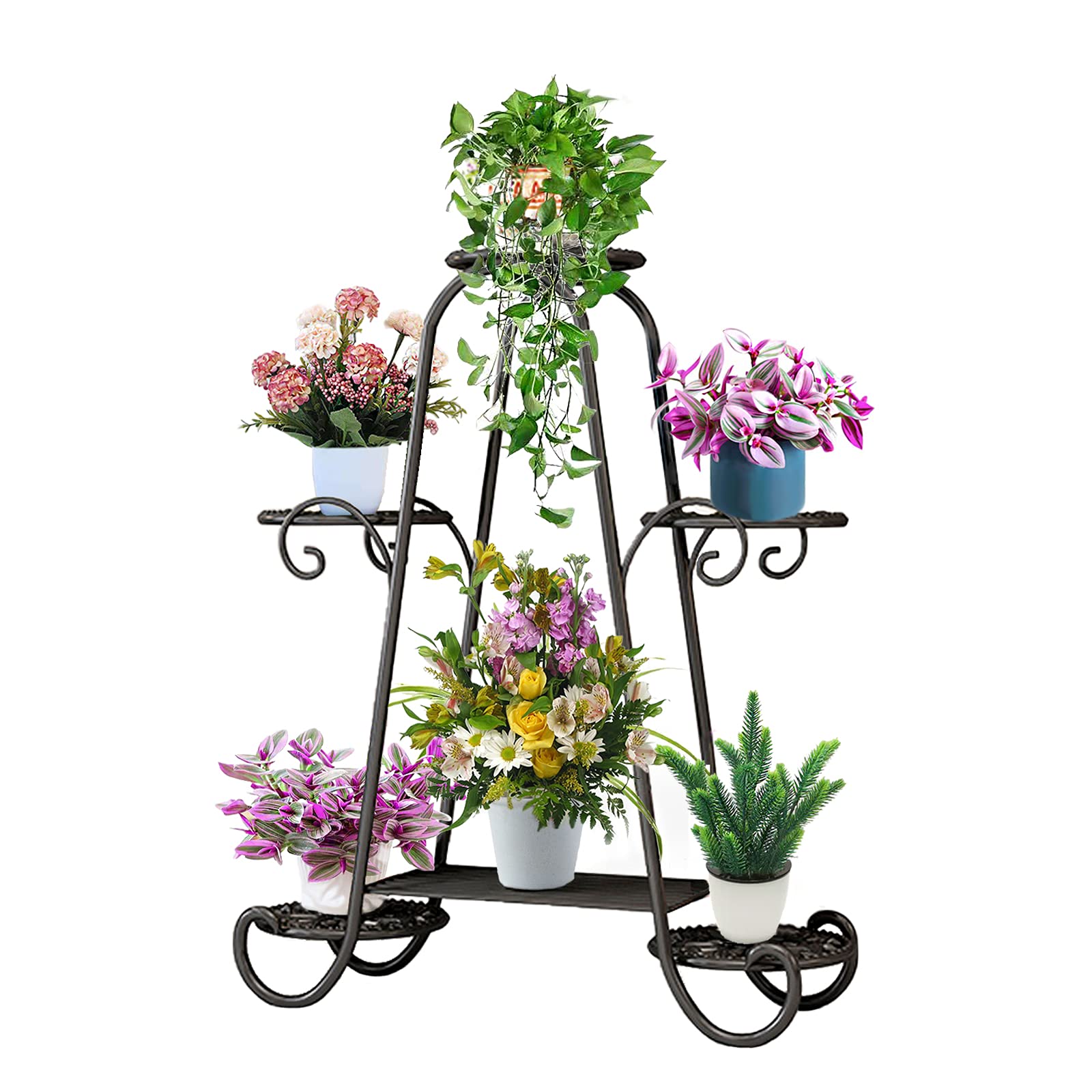 KOLENSA 6 Tier Metal Plant Stand | Rustproof Indoor Outdoor Flower Shelf