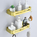 HNVNER Brushed Gold Shower Caddy – No-Drill Aluminum Wall Shelves, 2 Pack