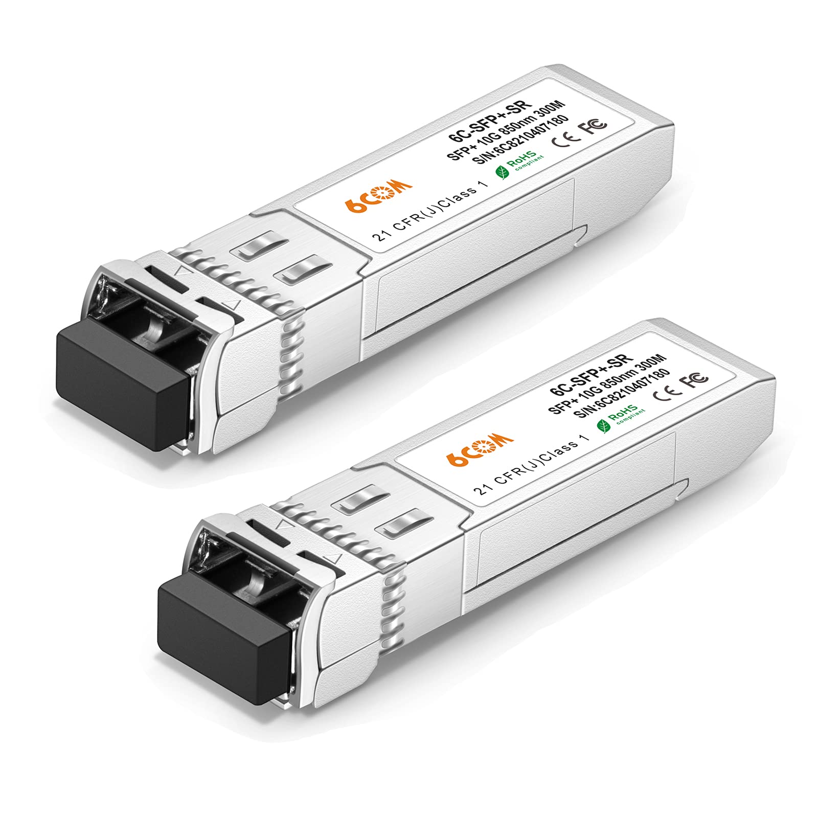 6COMGIGA 10GBase-SR SFP+ Transceiver | 850nm LC Multi Mode 2-Pack