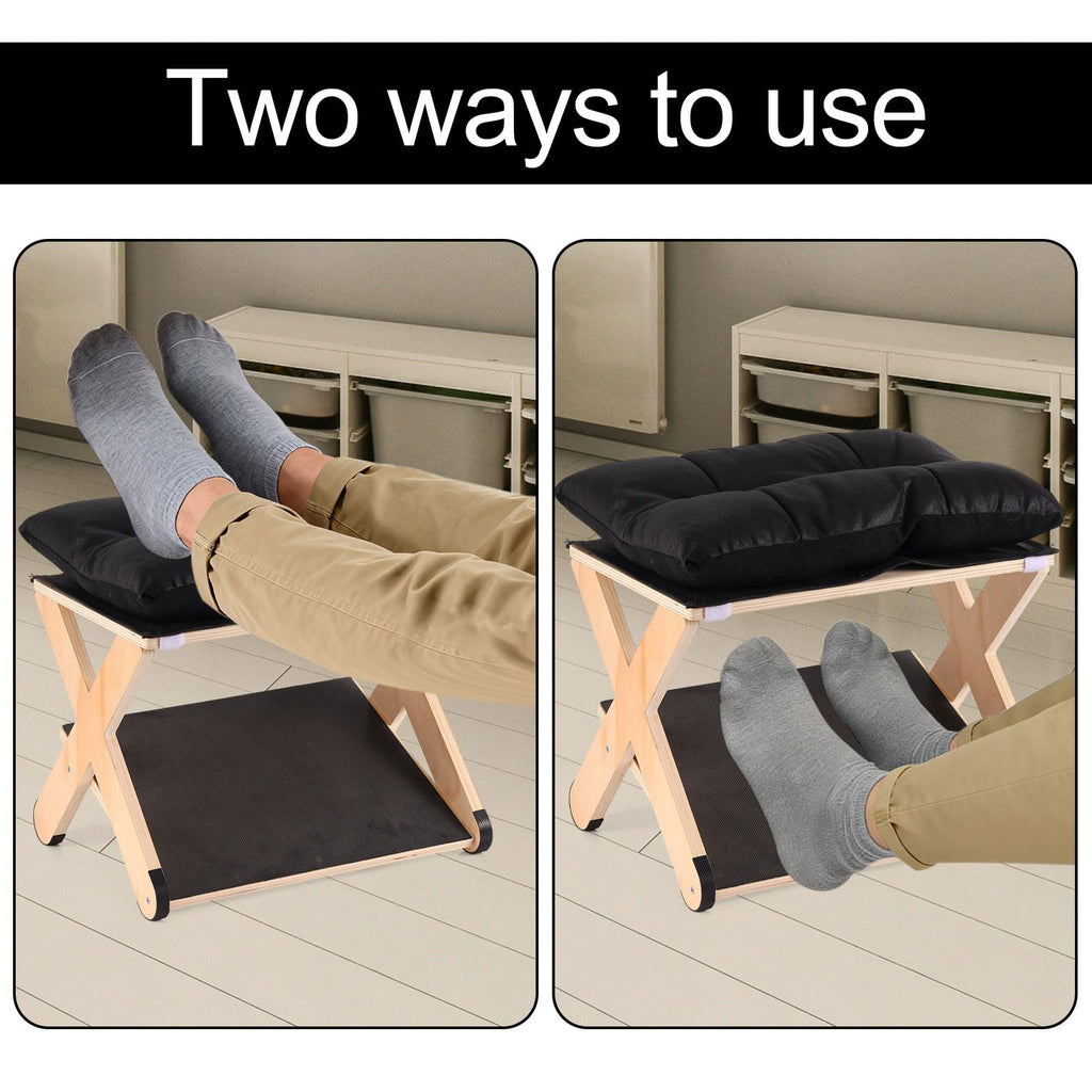 Foot Rest for Under Desk, Ergonomic Foot Stool Non-Slip Wooden Leg Rest Support with Comfortable Cushion for Office Desk at Work Home Use Enhances - image 3