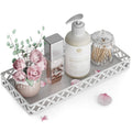 Jolof Store 11 Inch White Metal Bathroom Vanity Tray | Makeup Organizer