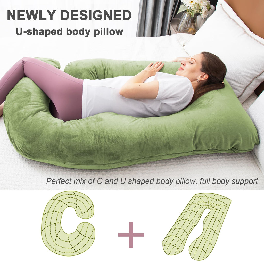 TaiBest 55 Inch U-Shaped Memory Foam Pregnancy Pillow with Velvet Cover