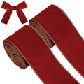NAUZE Wine Red Christmas Velvet Wired Edge Ribbon for Bows - 2 Rolls
