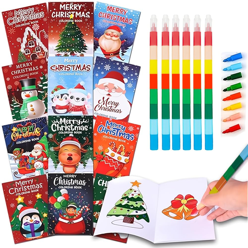 Jolof Store Christmas Coloring Book Set with Crayons - 48 Piece Bulk Pack
