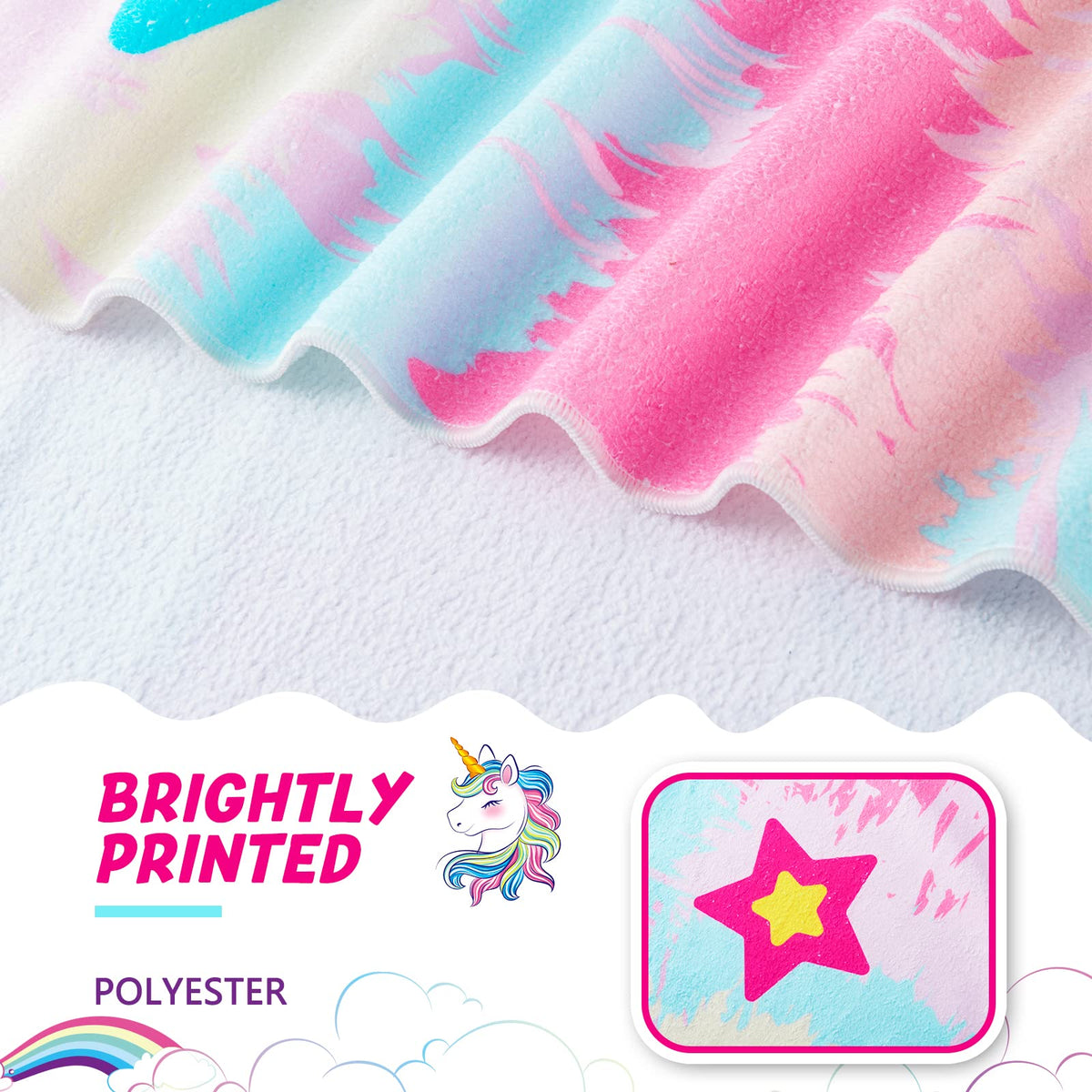 WERNNSAI Unicorn Microfibre Beach Towel for Kids, 76 x 150cm Bath Towel - image 4