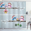 ABAKUHAUS Christmas Owl Fabric Shower Curtain | Waterproof Winter Decor