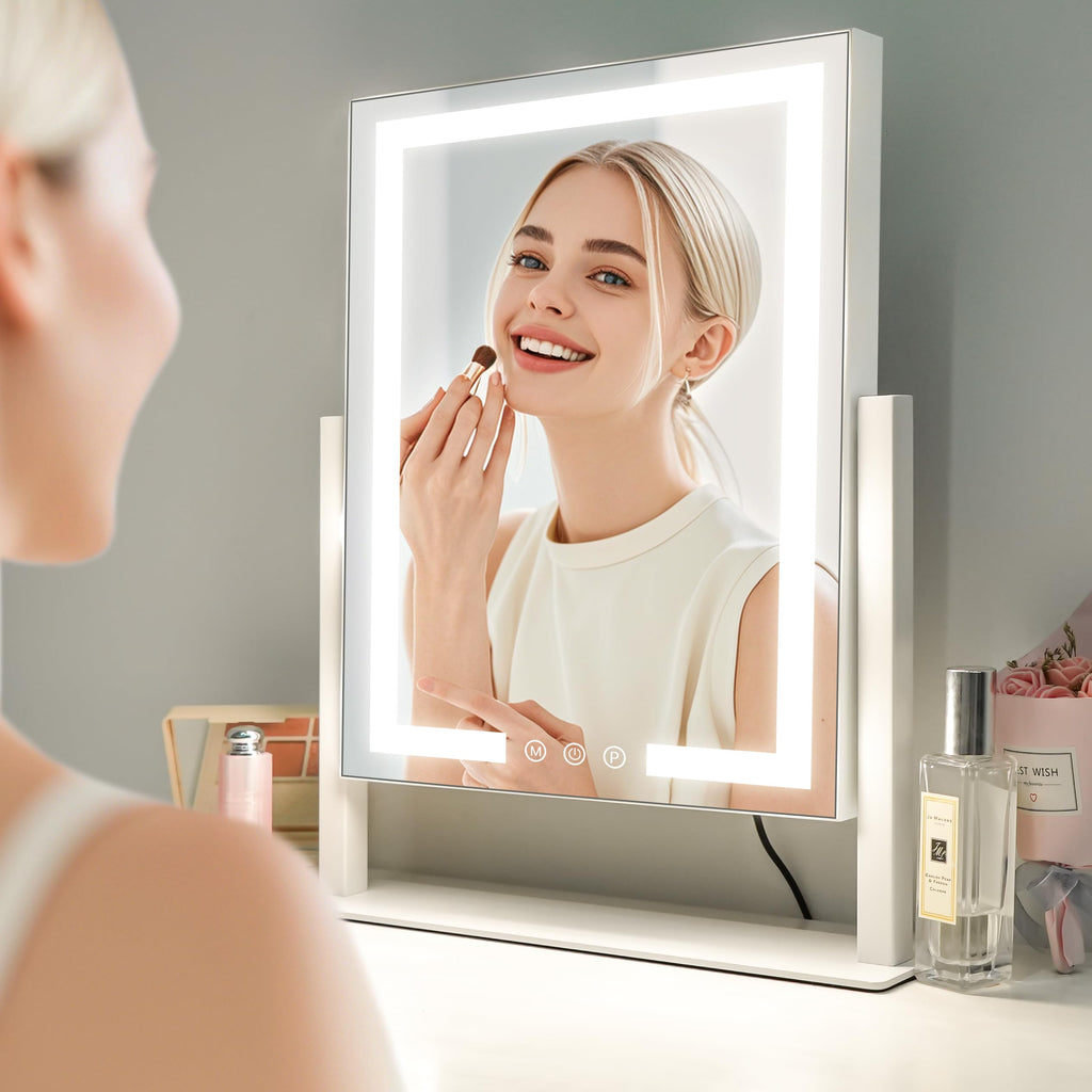 LuxeVue LED Vanity Makeup Mirror | 3 Light Modes & 360° Rotation – White