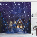 ABAKUHAUS Christmas Fabric Shower Curtain – Winter Night Landscape, 94"