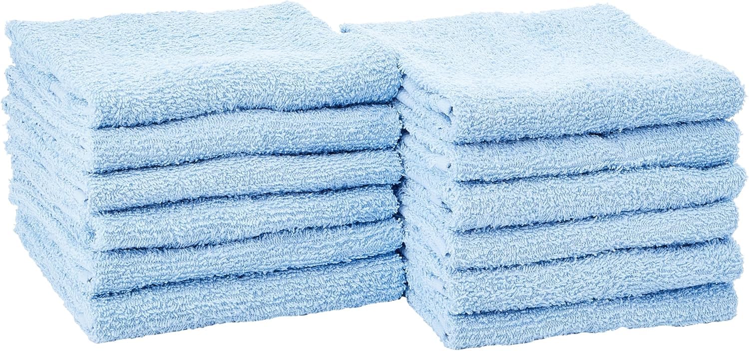 Simpli-Magic 100% Cotton Hand Towels - 12 Pack, Blue, 16"x27"